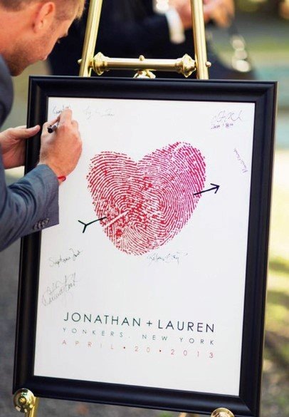 Thumb Print Heart Wedding Guest Book Ideas