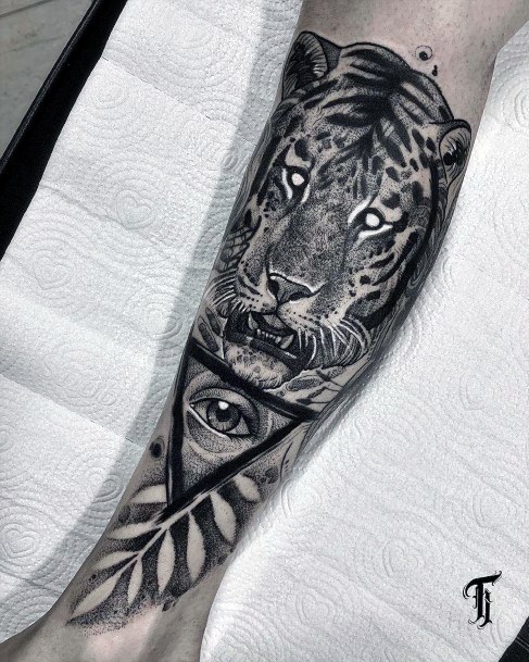 Tiger And Eye Tattoo Womens Hands