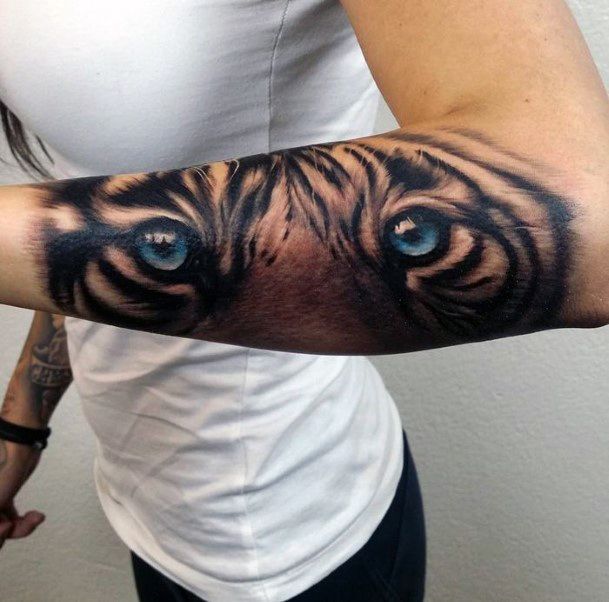 Tiger Eyes Blue Tattoo For Women