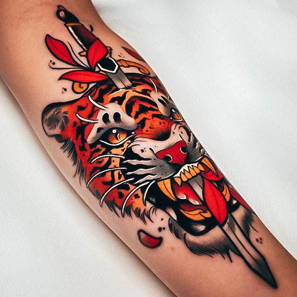 Tiger Sword Terrific Design Ideas For Womens Neo Traditional Tattoo