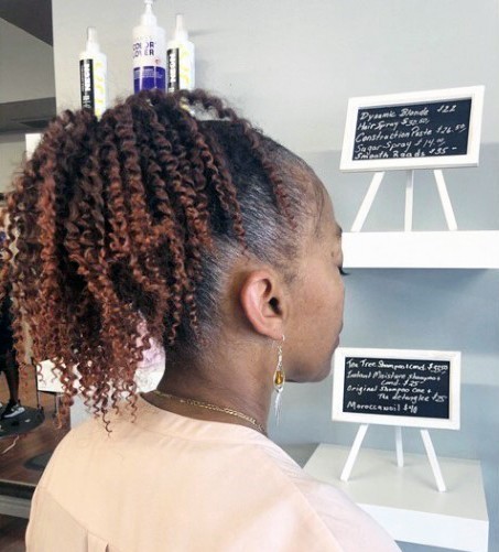 Tightened Copper Curls Ponytail For Black Women