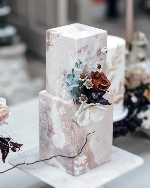 Tiled Art Square Wedding Cake