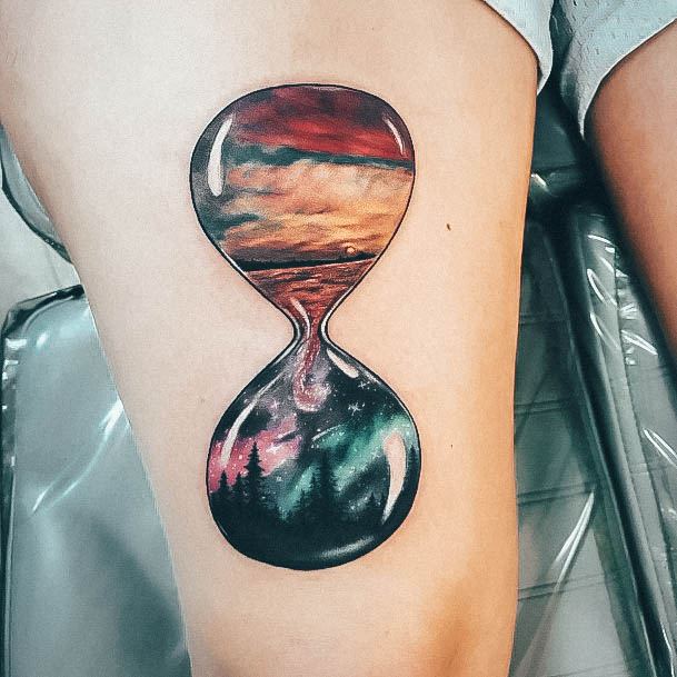 Time Sands Hourglass Female Tattoo Designs