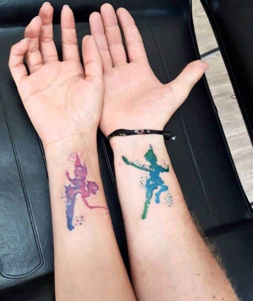 Tinkerbell Couple Tattoo On Wrists