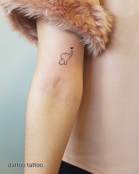 Tiny Baby Elephant Love Tattoo Womens Arm