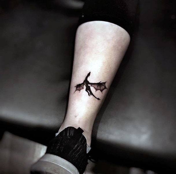 Tiny Black Dragon Tattoo For Women