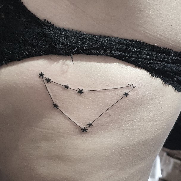 Tiny Constellation Rib Cage Side Capricorn Tattoo For Girls