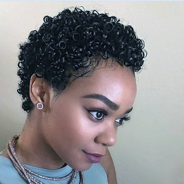 Tiny Curls Cropped Hairstyles For Black Women