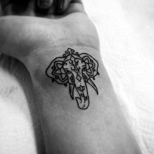 Tiny Elephant Tattoo Womens Wrists