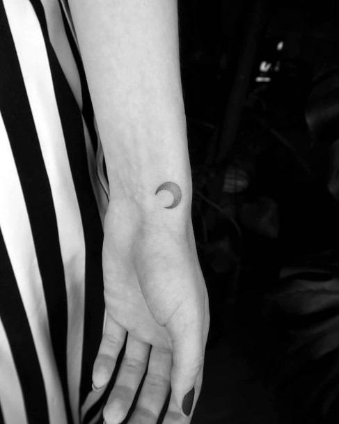 Tiny Half Moon Tattoo Womens Arms