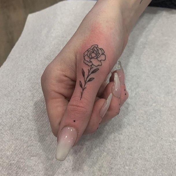 Tiny Rose Tattoo Women Hands