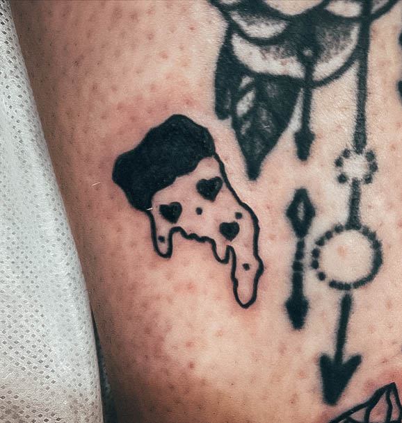 Tiny Slice Black Woman With Fabulous Pizza Tattoo Design