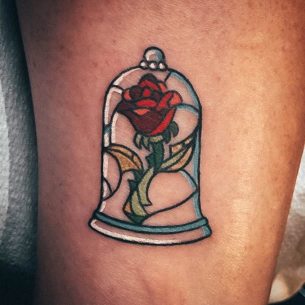 Tiny Thigh Rose Dome Attractive Girls Tattoo Beauty And The Beast