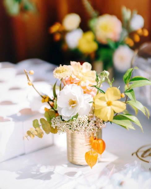 Tiny Vase Fall Wedding Flowers