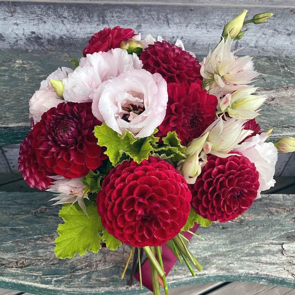 Tissue Red And White Wedding Flowers