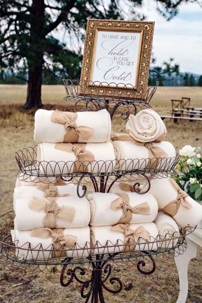 To Have And To Hold For When You Get Cold Cool Outdoor Wedding Guest Blanket Inspiration