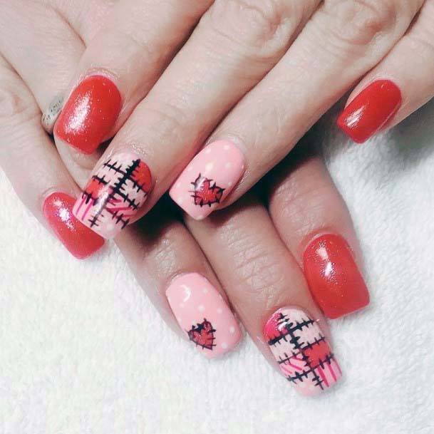 Tomato Red And Pink Nails For Women