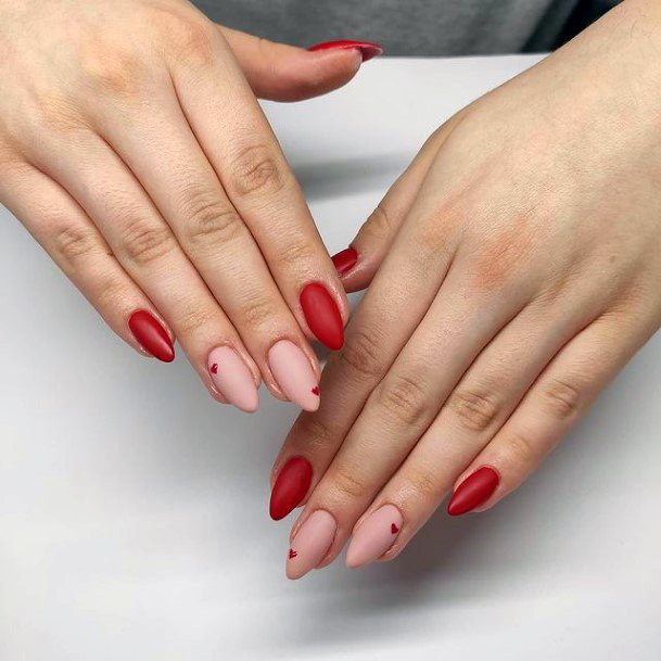 Tomato Red And Pink Romantic Nails Women