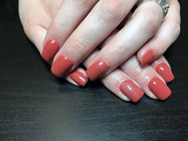 Tomato Red Squoval Nails