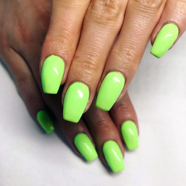 Toned Neon Green Painted Nails