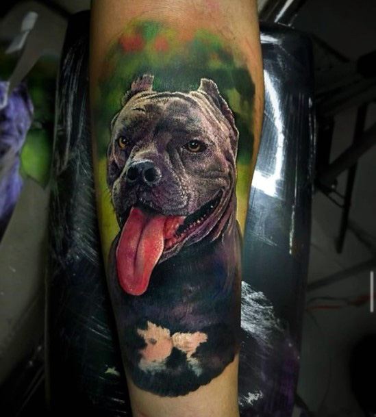 Tongue Out Dog Tattoo For Women