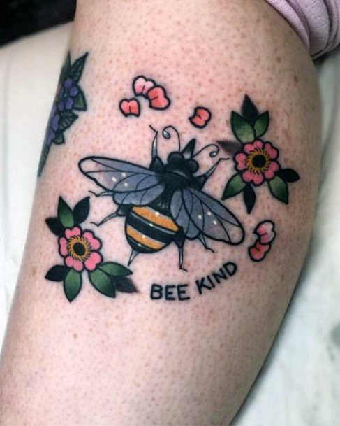 Traditional Bee Tattoo For Women