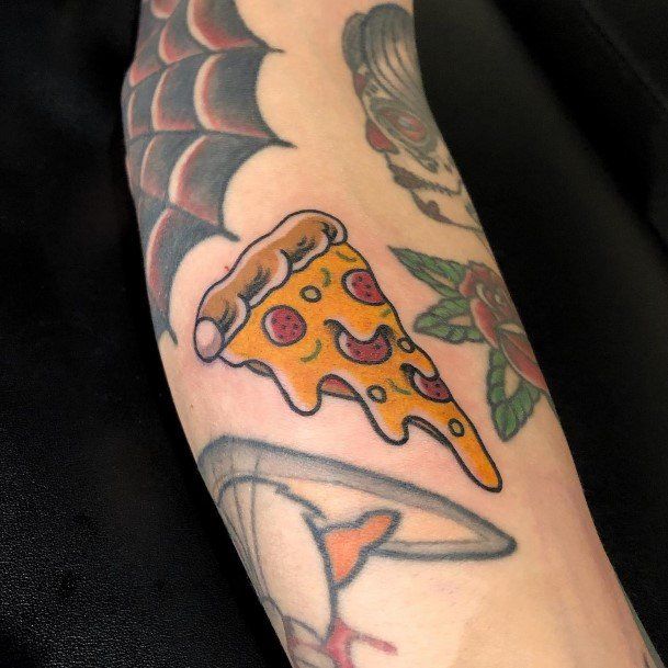 Traditional Cheesy Pepperoni Forearm Pretty Pizza Tattoos Women