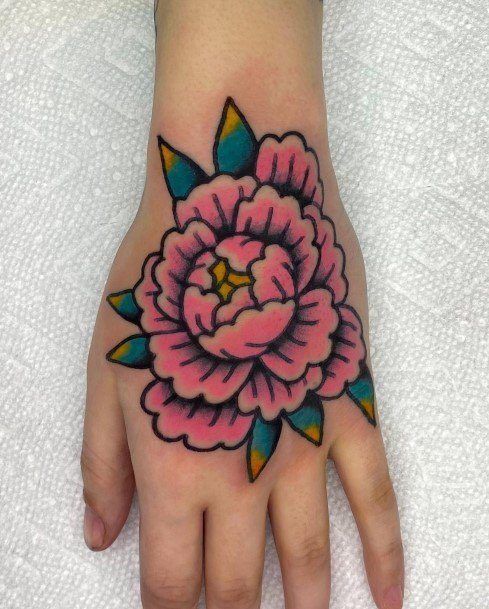 Traditional Hand Wonderful Body Art Peony Tattoo For Women