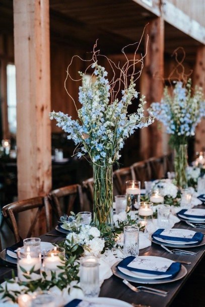 Traditional Tall Vases With Beautiful Florals Wedding Centerpiece Ideas