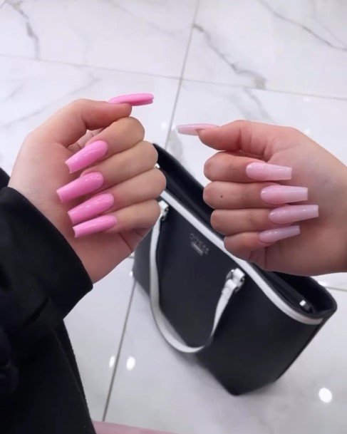 Translucent Pink Womens Feminine Translucent Pink Nails