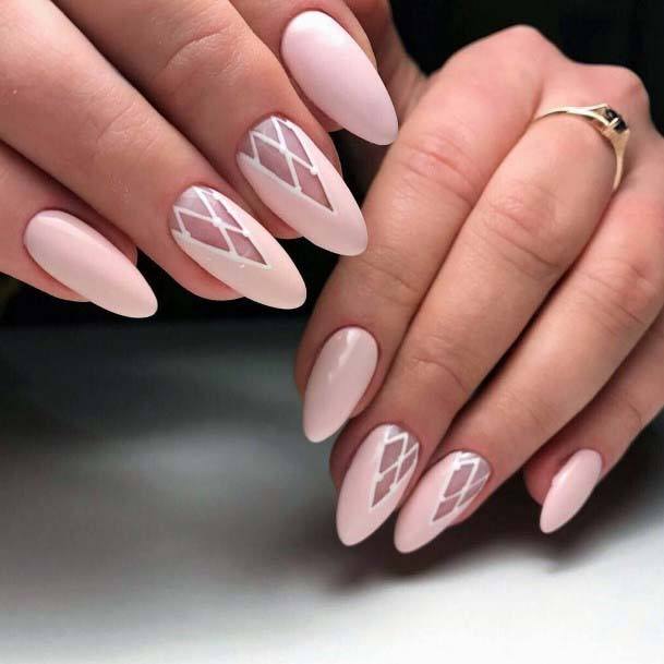 Transparent Design On Beautiful Light Nails For Women