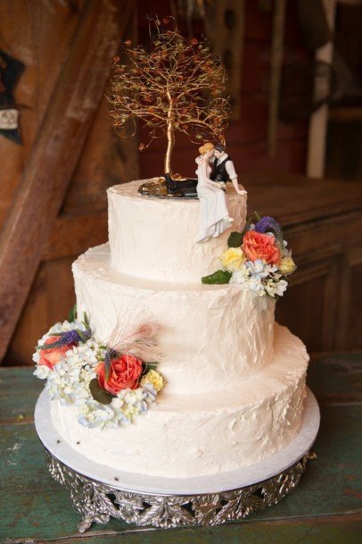 Tree Artifact Rustic Cream Wedding Cake Toppers