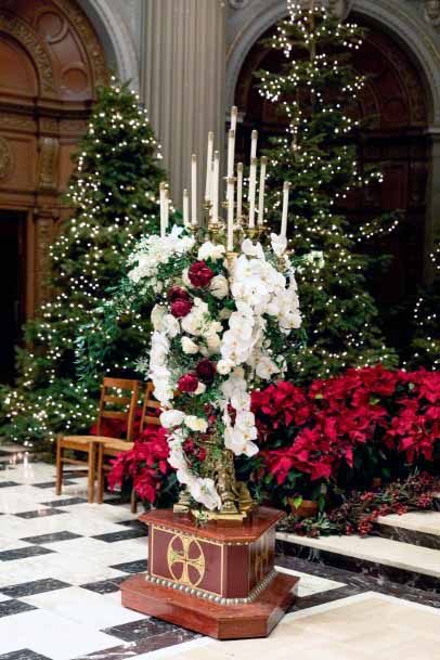 Trees In Church Wedding Decor