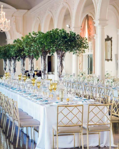 Trees On Breakfast Table Wedding Tree Decor