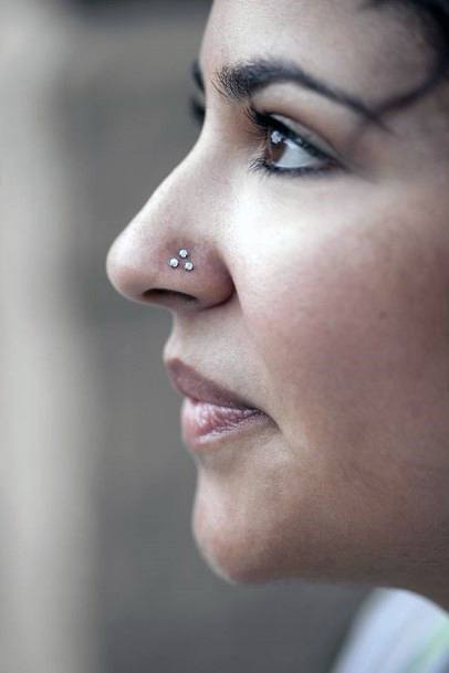 Trendy And Cute Triple Nostril Nose Piercings For Women