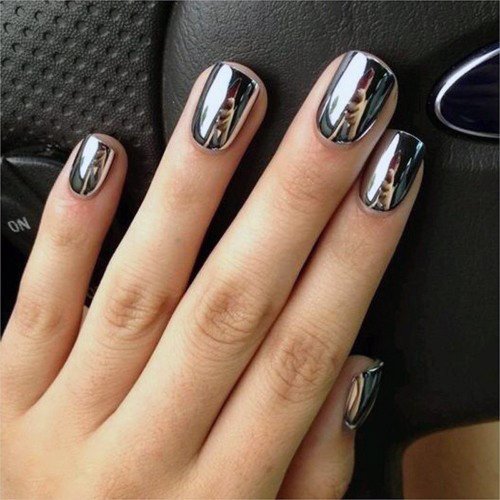 Trendy Chrome Mirror Nail Design For Women