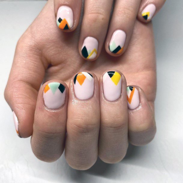 Trendy Cute Girly Summer Triangle Nails Colorful Ideas For Women