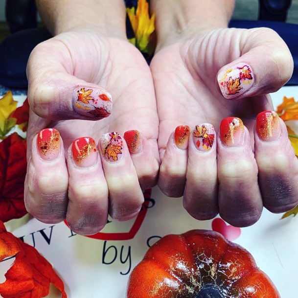 autumn fall ombre nails