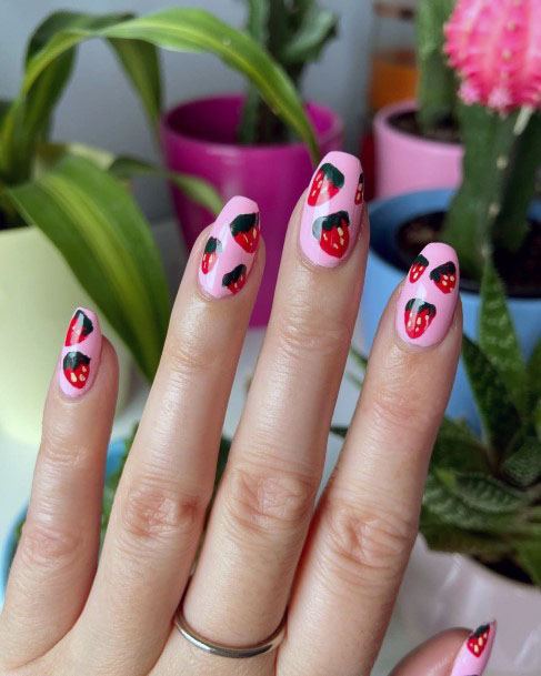 Trendy Lovely Strawberry Nail Art For Women