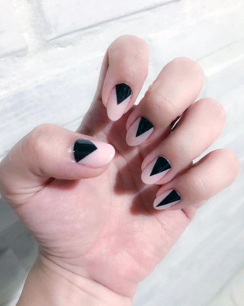 Trendy Nude Black Triangle Nails Ideas For Girls