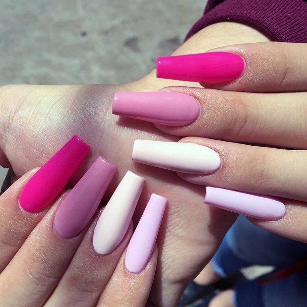 Trendy Pink Girly Colored Nails