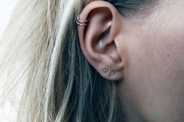 Trendy Stylish Double Helix And Double Lobe Piercing Ideas For Girls