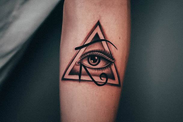 Triangle Eye Artistic Egyptian Tattoo On Woman