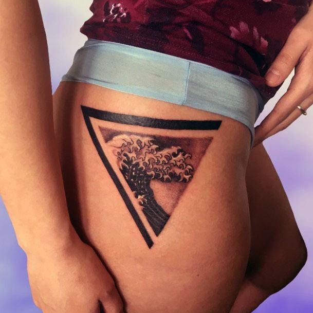 Triangle Shape Wave Tattoo Womens Thigh