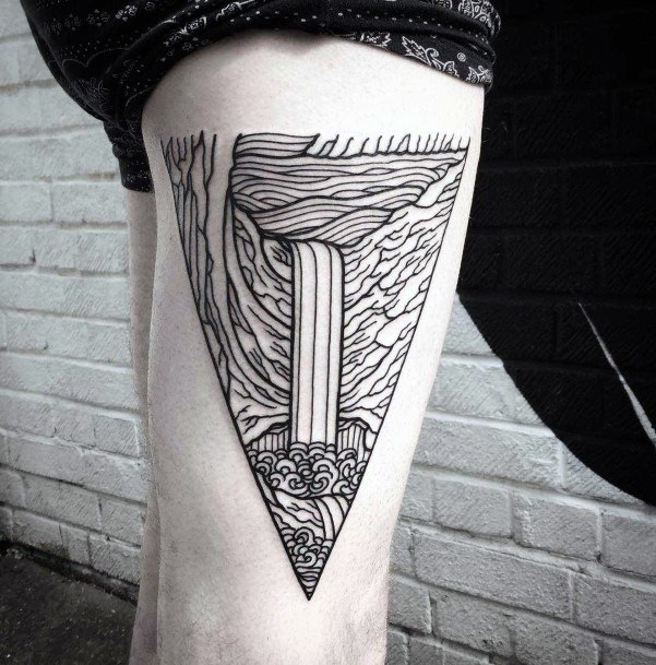 Triangle Womens Waterfall Themed Tattoo