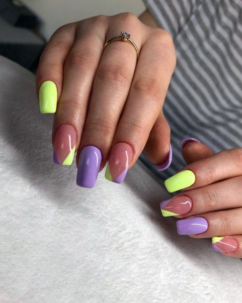 Triangular Tips Colorful Square Nails