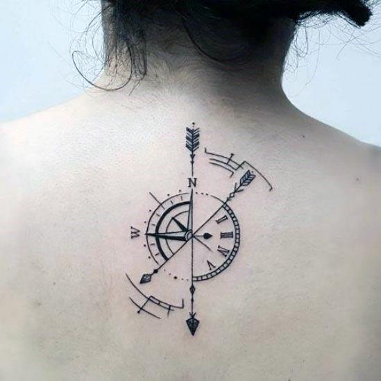 Tribal Arrows Compass Tattoo Women