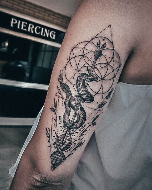 Tricep Snake Geometric Alluring Ladies Dna Tattoo Ideas