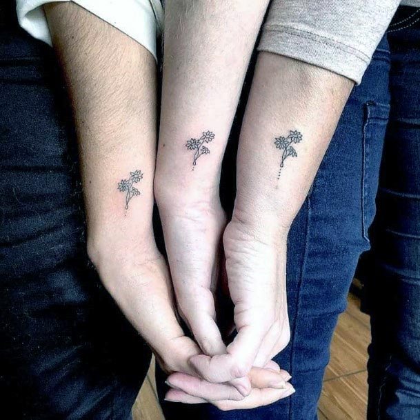 Trio Of Flowers Mother Daughter Tattoo