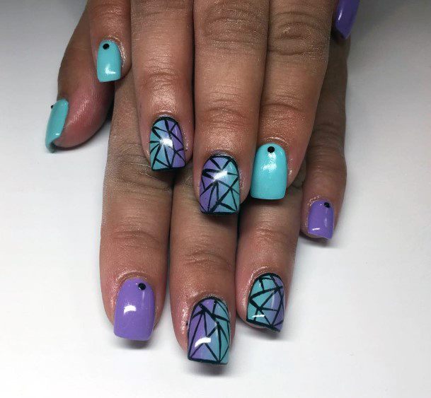 Trippy Design Blue And Purple Nail Design Inspiration For Women